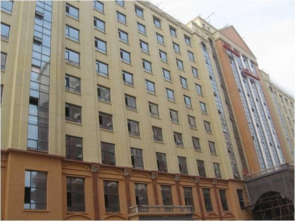 遼寧鳳城賓館1萬9千平方仿澳洲砂巖保溫裝飾一體